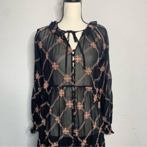 NWT Johnny Was Jackie Mini Long Sleeve Sheer Dress - Picture 8 of 16